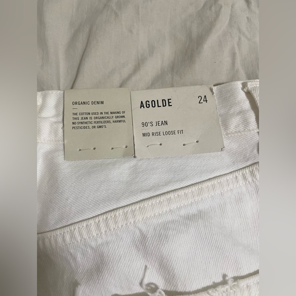 NWT Agolde White 90s mid rise loose fit jeans denim 24 - Picture 7 of 9